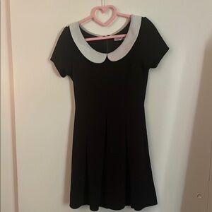 Sunny Girl Black and White A-line Mini Dress with Peter Pan Collar